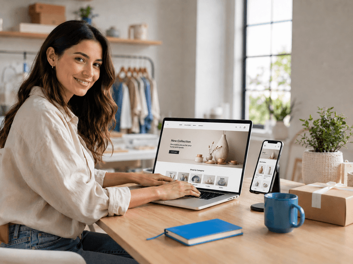 A business owner building their website and running their store