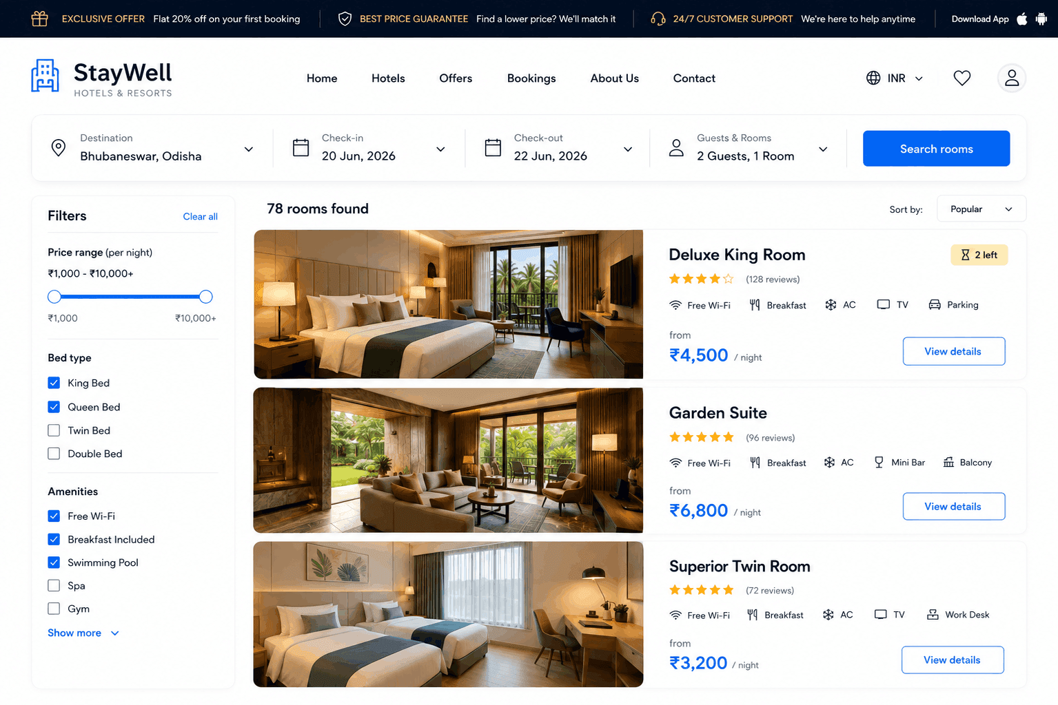 A Hotel website built with PixelLayout