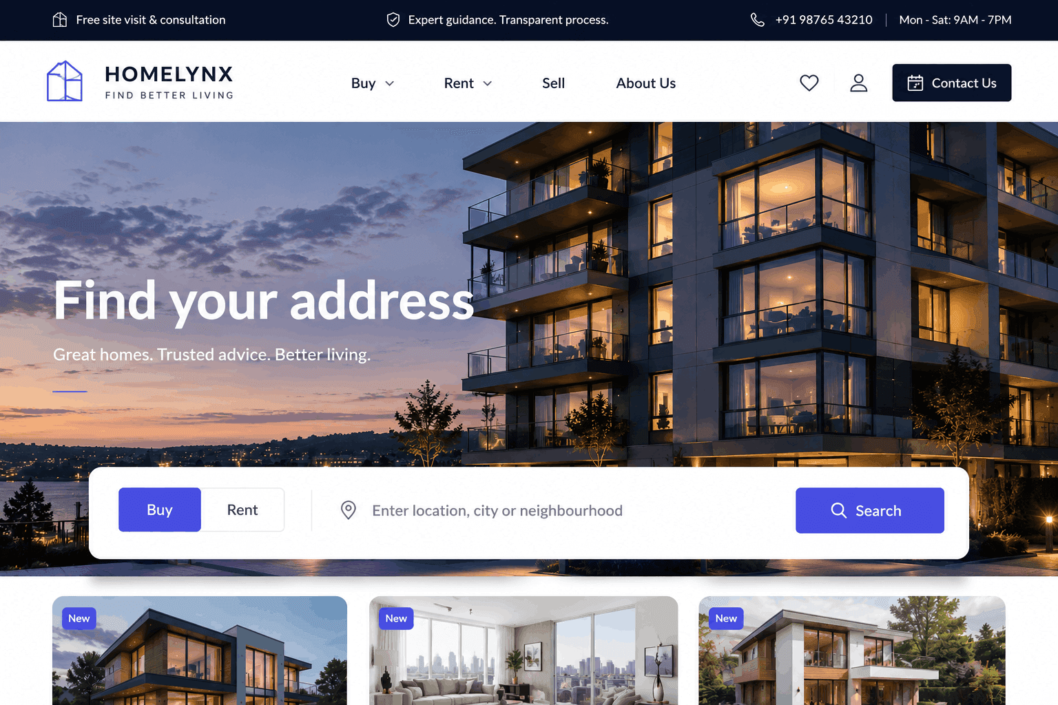 A Real Estate website built with PixelLayout
