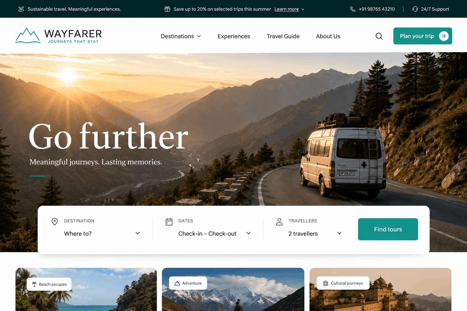 A Tour & Travel website built with PixelLayout