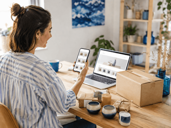 A shopper browsing an online store on a phone