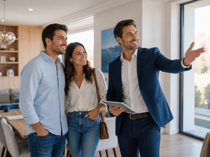An agent showing clients a property